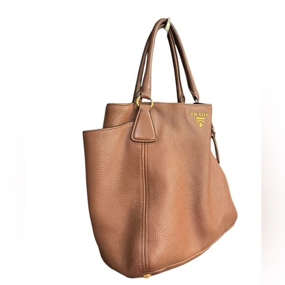 Prada Vitello Daino Side Pocket Convertible Large Tote Brown leather - Picture 3 of 16